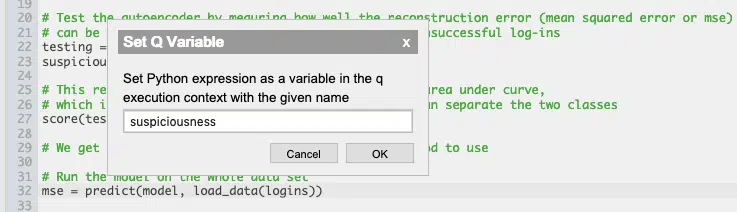 Set Q Variable in Python - KX
