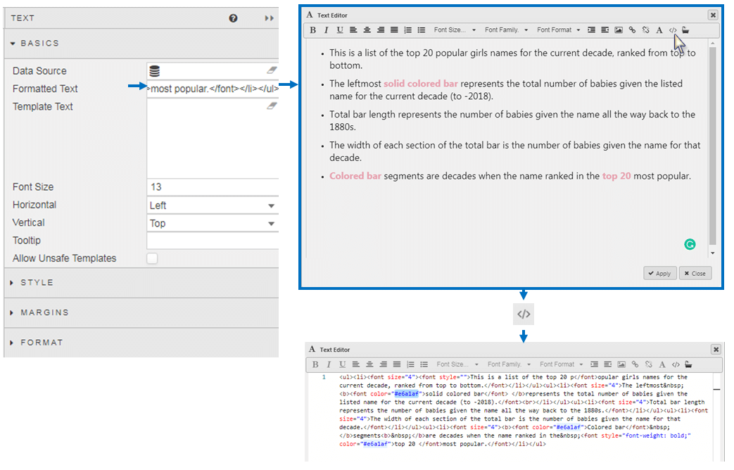 HTML Editor of the Text Component - KX