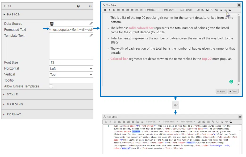 HTML Editor of the Text Component - KX