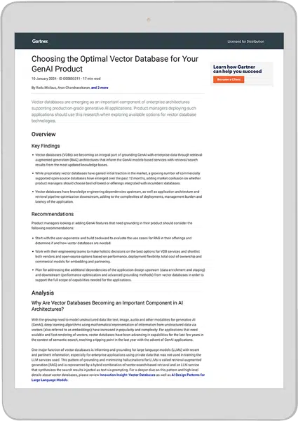 Gartner Report Choosing the Optimal Vector Database for your GenAI Product - KX